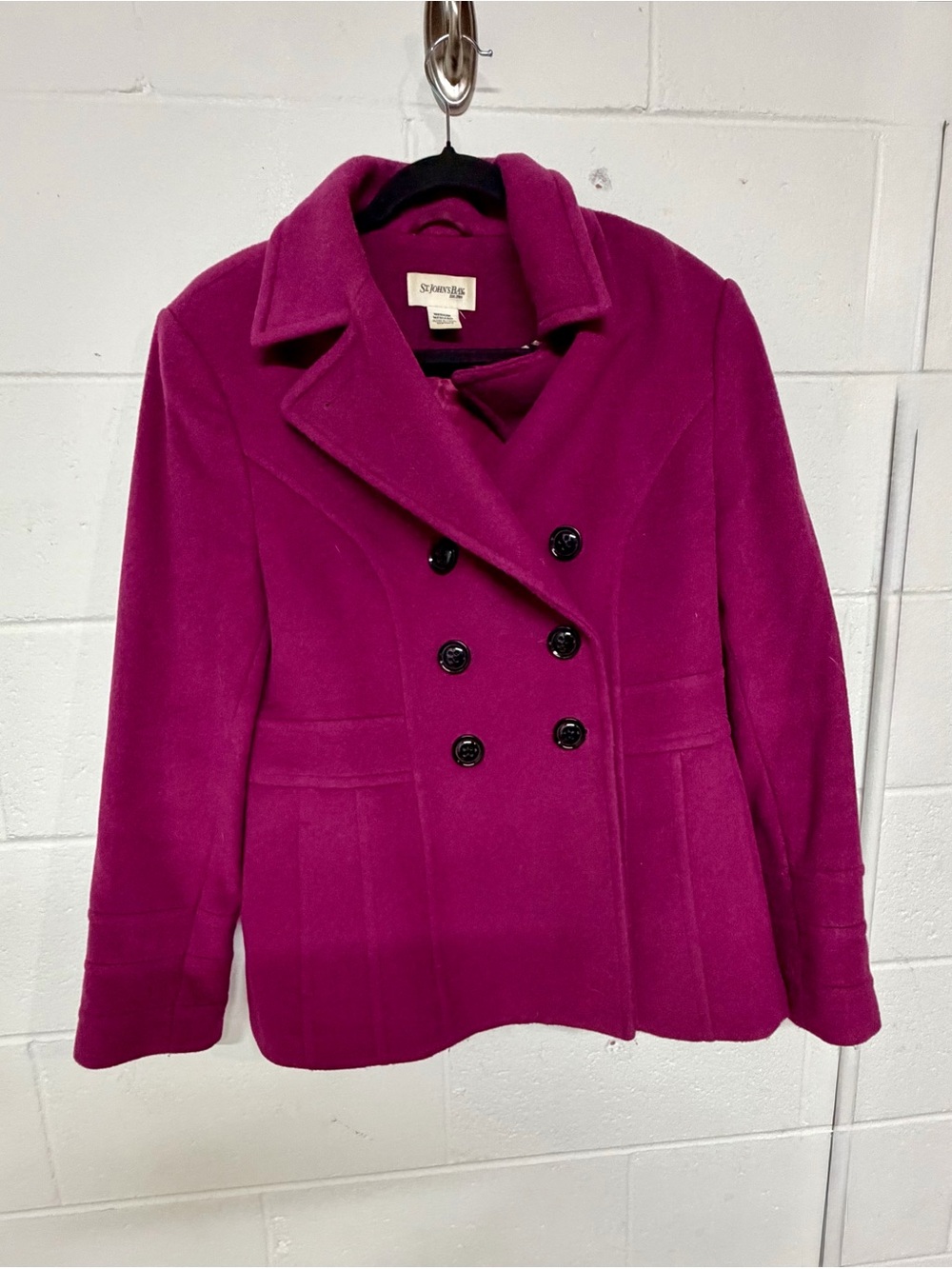St. John's Bay Women's Fuchsia Double-Breasted Peacoat